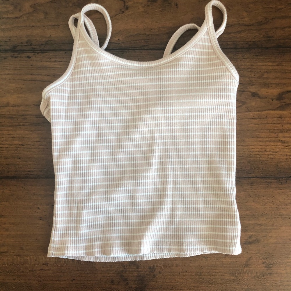 American eagle pink and white striped tank top